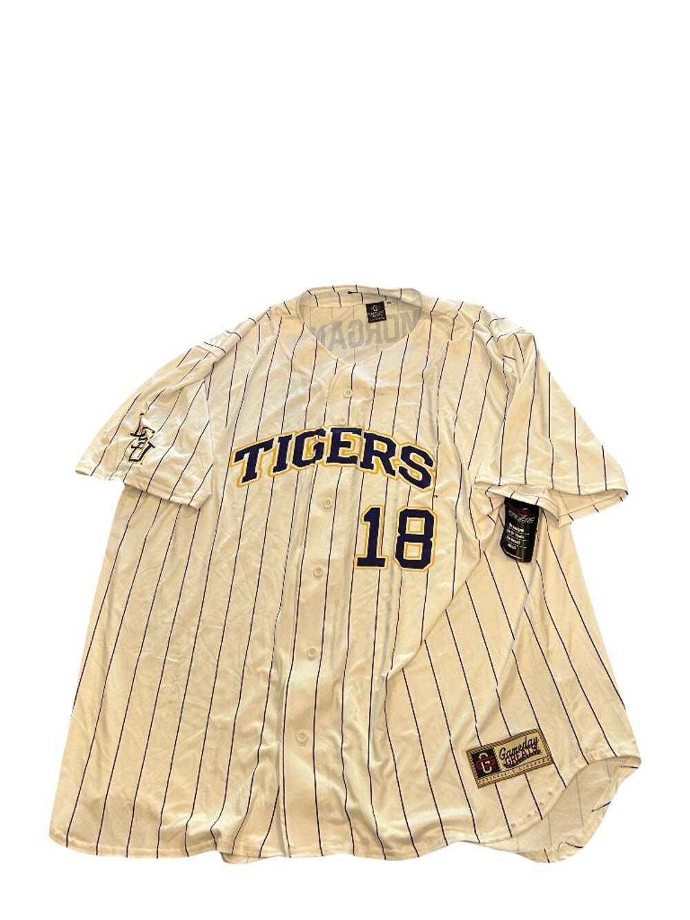 NWT #18 Tre Morgan LSU Tigers Baseball White Pinstripe Baseball Jersey